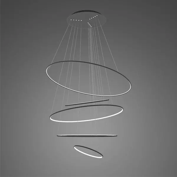 Lampa wisząca Ledowe okręgi No.5 Φ150 cm 4k czarna ściemnialna Altavola Design