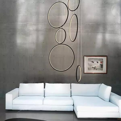 Lampa wisząca Ledowe Okręgi No.8 czarny 90cm 4k Dali