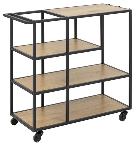 Wózek barowy z półkami Seaford dąb/czarn y