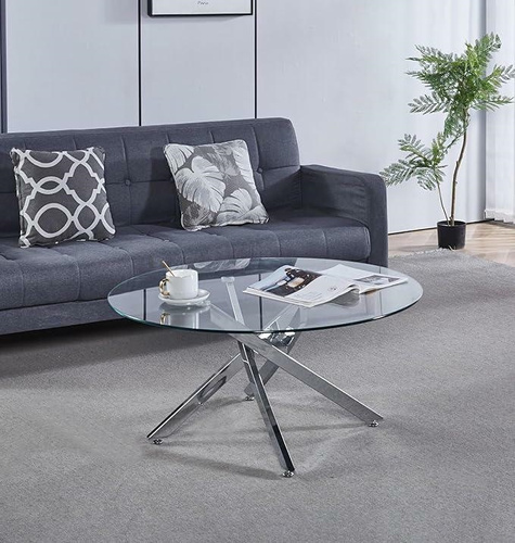 Stolik kawowy Amber 90cm transparentny/   chrom