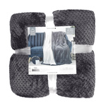 Koc Sherpa szary 180x220cm gruby          pikowany