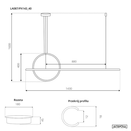 Lampa wisząca Linea No.2 40cm 3k różowo złota 