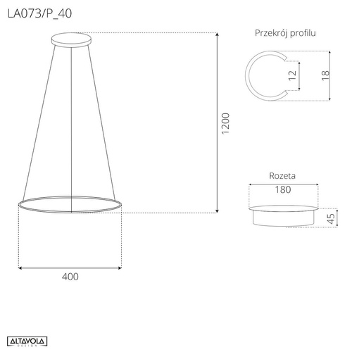 Lampa wisząca Ledowe Okręgi No.1 40cm 4k złota ściemnialna 