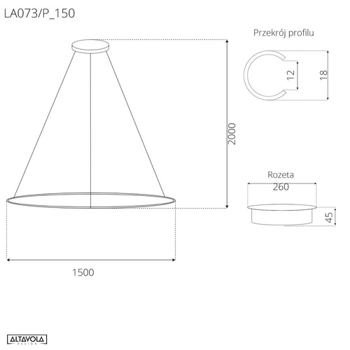 Lampa wisząca Ledowe Okręgi No.1 150cm 3k złota 