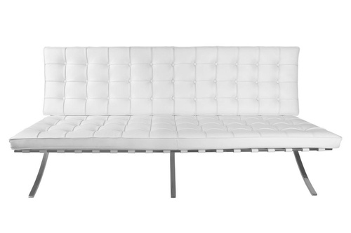 Sofa BA3 3 osobowa, biała skóra naturalna