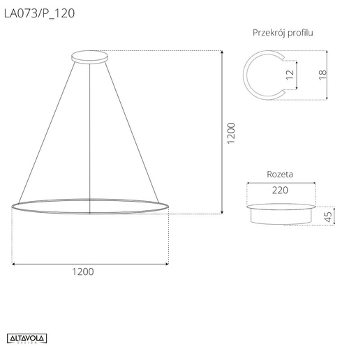 Lampa wisząca Ledowe Okręgi No.1 120cm 3k biała ściemnialna