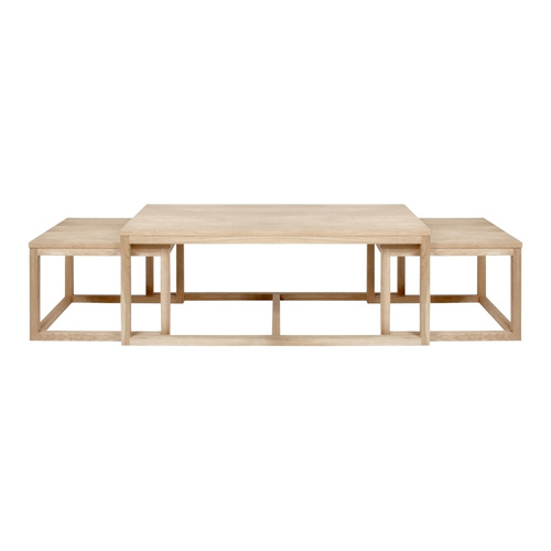 Zestaw 3 stolików Cornus bielony dąb