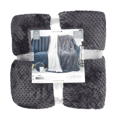 Koc Sherpa szary 180x220cm gruby          pikowany