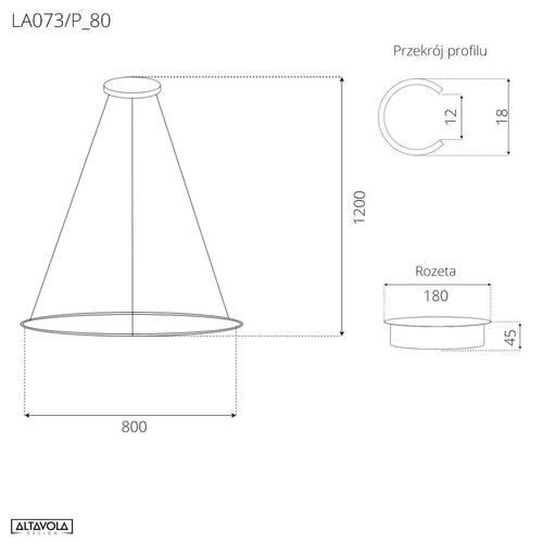 Lampa wisząca Ledowe Okręgi No.1 80cm 4k biała