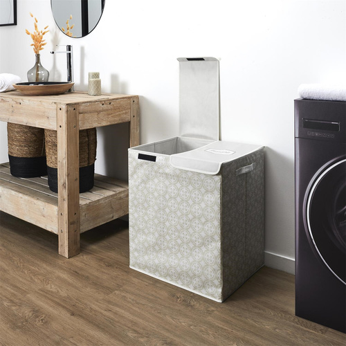 Kosz na pranie podwójny 50x41x57 szary  tkanina