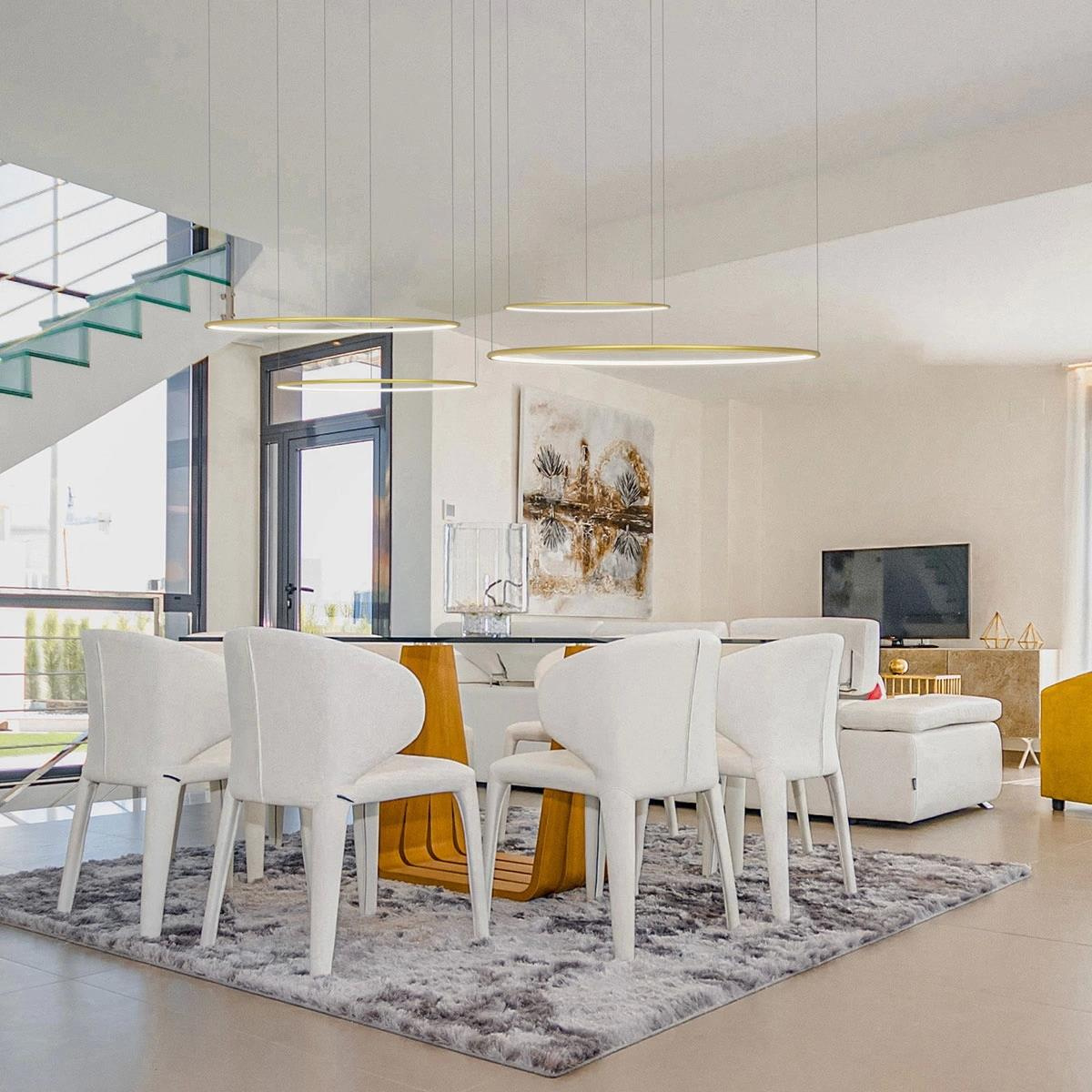 Detail der LED-Hängeleuchte Okręgi No.4 80 cm 4k gold Dali