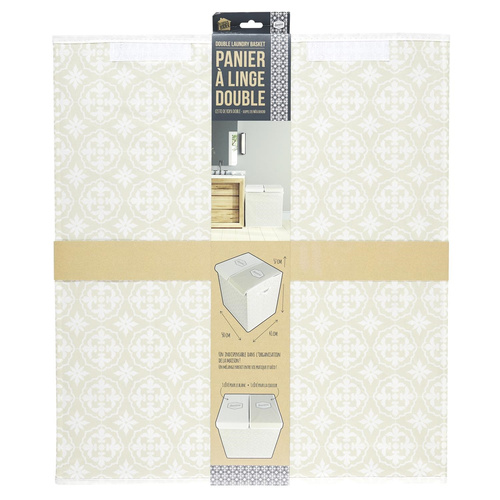 Kosz na pranie podwójny 50x41x57 szary  tkanina