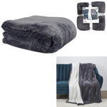 Koc Sherpa szary 180x220cm gruby          pikowany