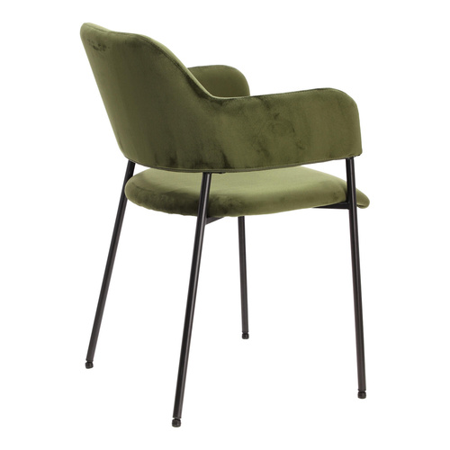 Krzesło Lima welurowe z podłokietnikami   zielone