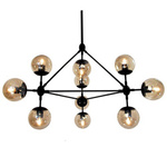 Lampa wisząca ASTRIFERO-10 bursztynowo czarna 90 cm