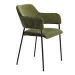 Krzesło Lima welurowe z podłokietnikami   zielone