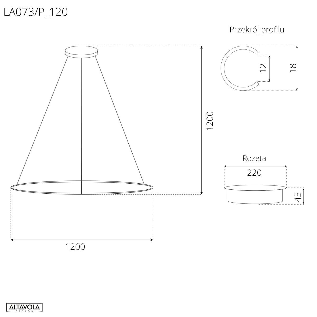 LED-Pendelleuchte Ledowe Okręgi No.1 120cm 3k Gold Dali – Seitenansicht