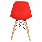 Krzesło P016W PP czerwone,drewniane nogi