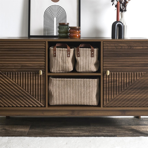 Zestaw 3 koszy Sztruks taupe