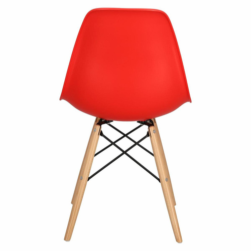 Krzesło P016W PP czerwone,drewniane nogi