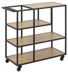 Wózek barowy z półkami Seaford dąb/czarn y