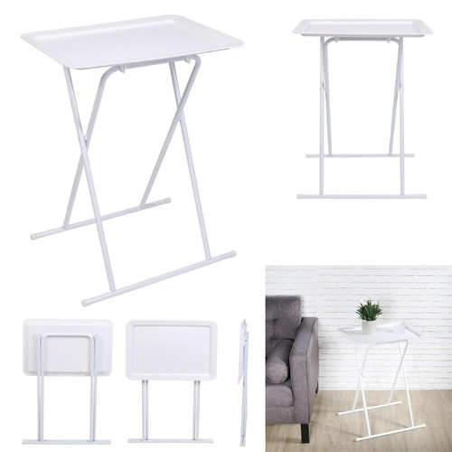 Stolik składany Hofuf biały z tacą