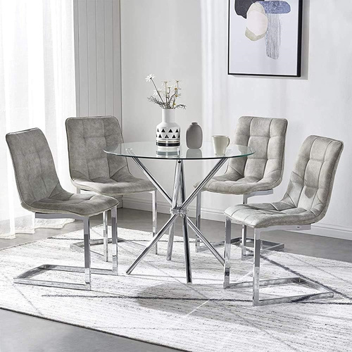 Stół Ufo 80cm transparentny/ chrom