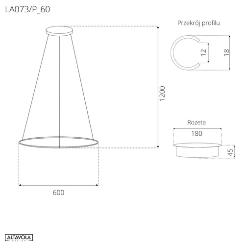 Lampa wisząca Ledowe Okręgi No.1 60cm 2700k czarna