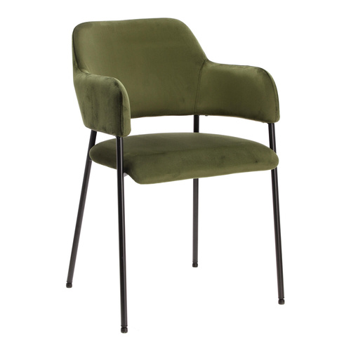 Krzesło Lima welurowe z podłokietnikami   zielone