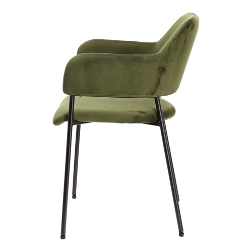 Krzesło Lima welurowe z podłokietnikami   zielone