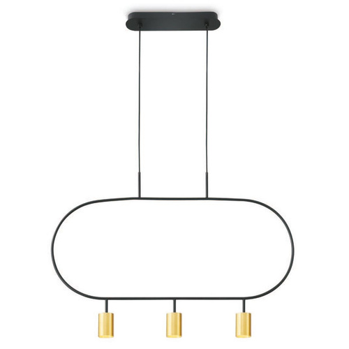 Lampa wisząca 3 punkotwa LED czarno złota Luna 3-GD