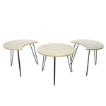 Zestaw 3 stolików bielone/ czarne