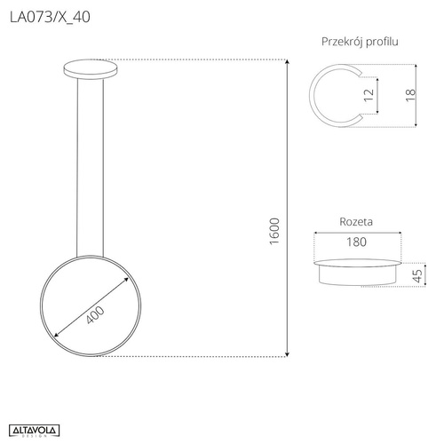 Lampa wisząca Ledowe Okręgi No.1 X 40cm różowo złoty 4k 