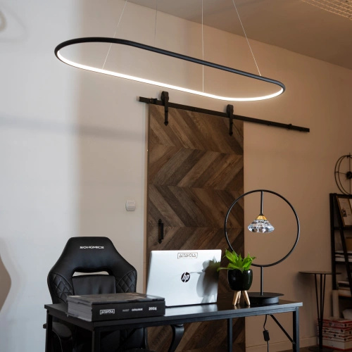 Lampa wisząca Ledowe Okręgi Oval No.1 120cm 4k czarna