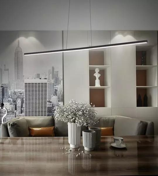 Lampa wisząca Linea No.1 czarna - szeroki abażur i regulowana wysokość