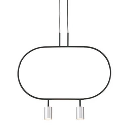 Lampa wisząca 2 punktowa srebrno czarna Luna 2-SL