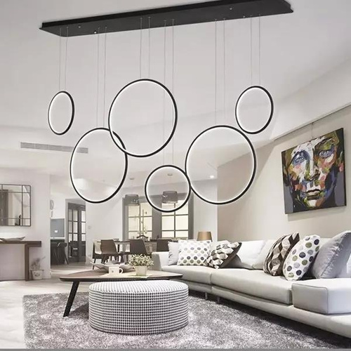 : Lampa wisząca Ledowe Okręgi no. 8 czarna 180 cm in 2700k Dali