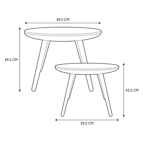 Zestaw 2 okrągłych stolików  czarny/naturalny