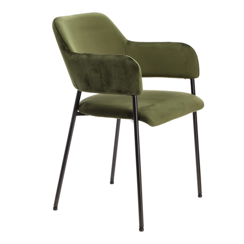 Krzesło Lima welurowe z podłokietnikami   zielone