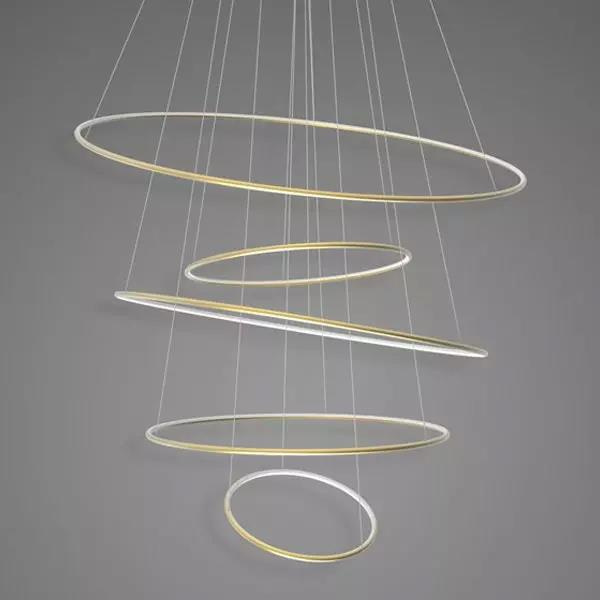 Pendelleuchte Ledowe Okręgi No.5 120cm 4k Gold Dali – Wohnzimmer-Arrangement