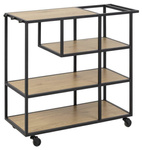 Wózek barowy z półkami Seaford dąb/czarn y