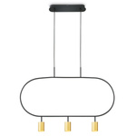 Lampa wisząca 3 punkotwa LED czarno złota Luna 3-GD