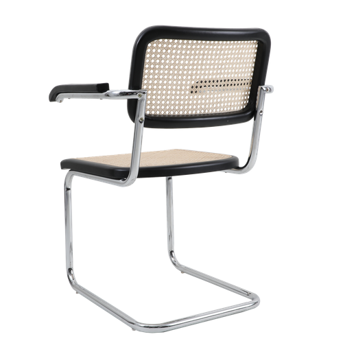 Krzesło VIENNA rattanowo czarne z podłokietnikami