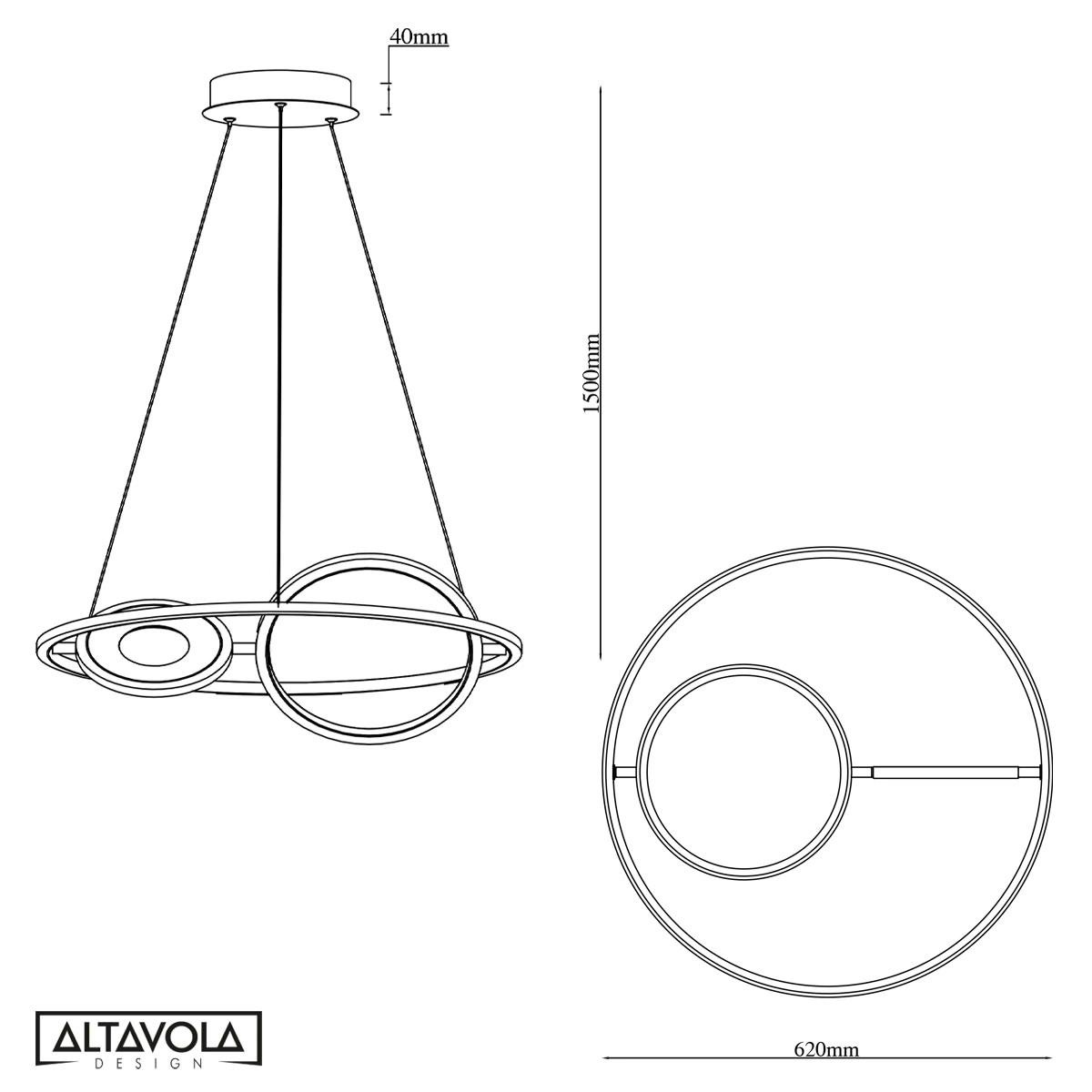 LED-Pendelleuchte Seppia No.2 – Seitenansicht
