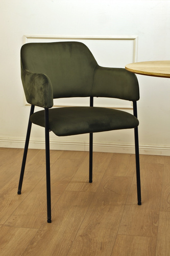 Krzesło Lima welurowe z podłokietnikami   zielone