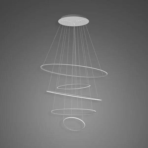 Lampa wisząca Ledowe Okręgi No.5 120cm 4k srebrna ściemnialna 