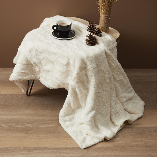 Koc Furry 120x150cm biały z uchwytem