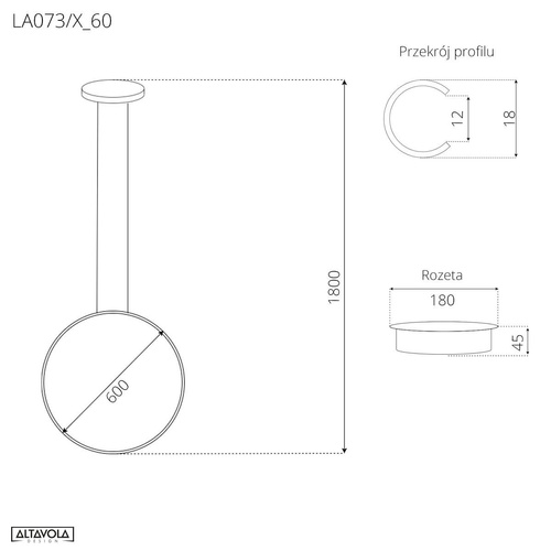 Lampa wisząca Ledowe Okręgi No.1 X 60cm 4k Różowe Złoto ściemnialna 