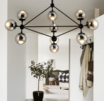 Lampa wisząca ASTRIFERO-10 transparentno czarna 90 cm