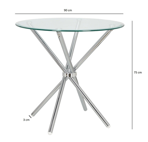 Stół Ufo 80cm transparentny/ chrom